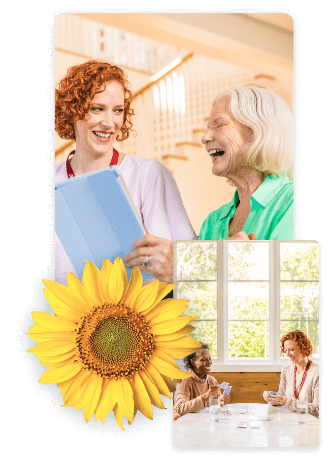 Caregiver laughing with a woman