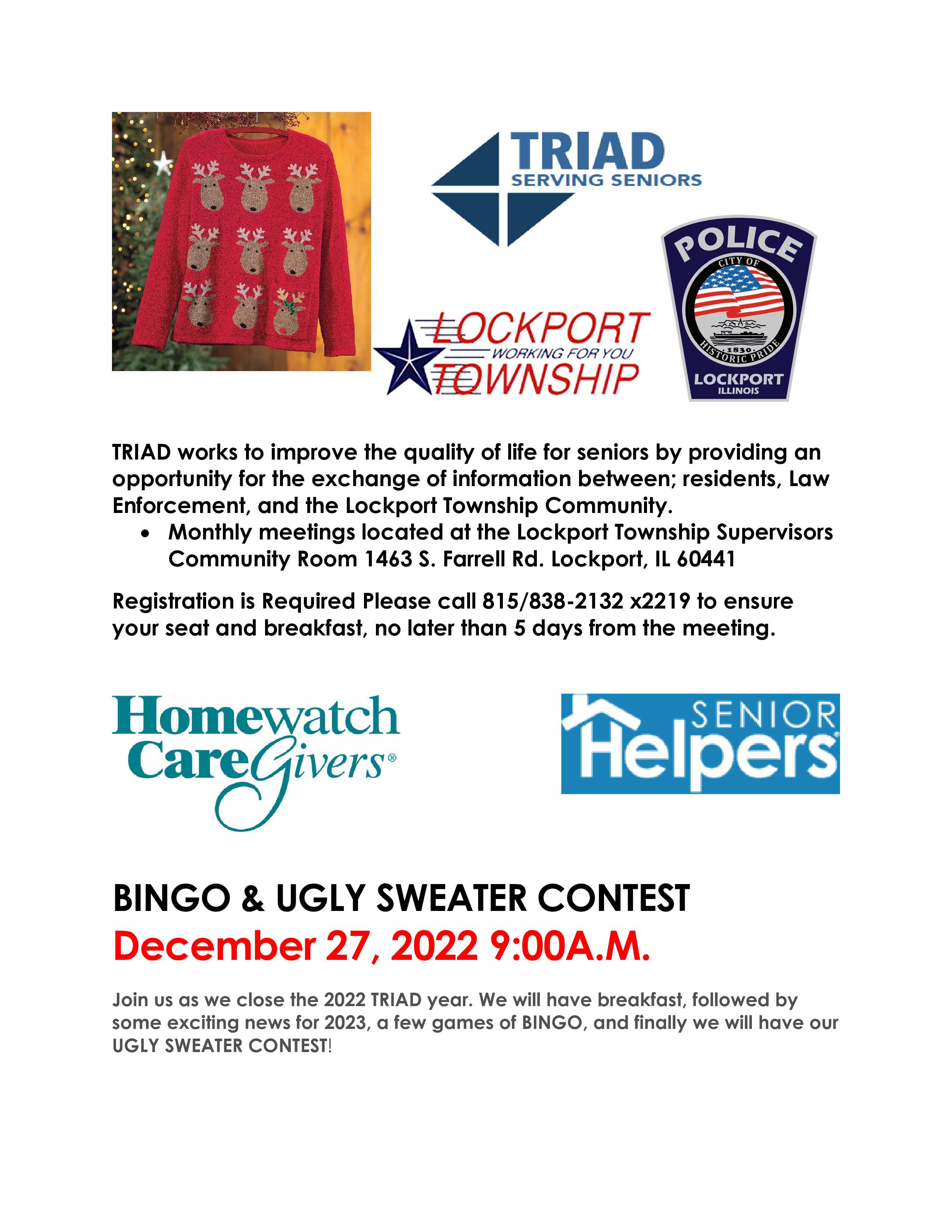 bingo and ugly sweater contest flyer 