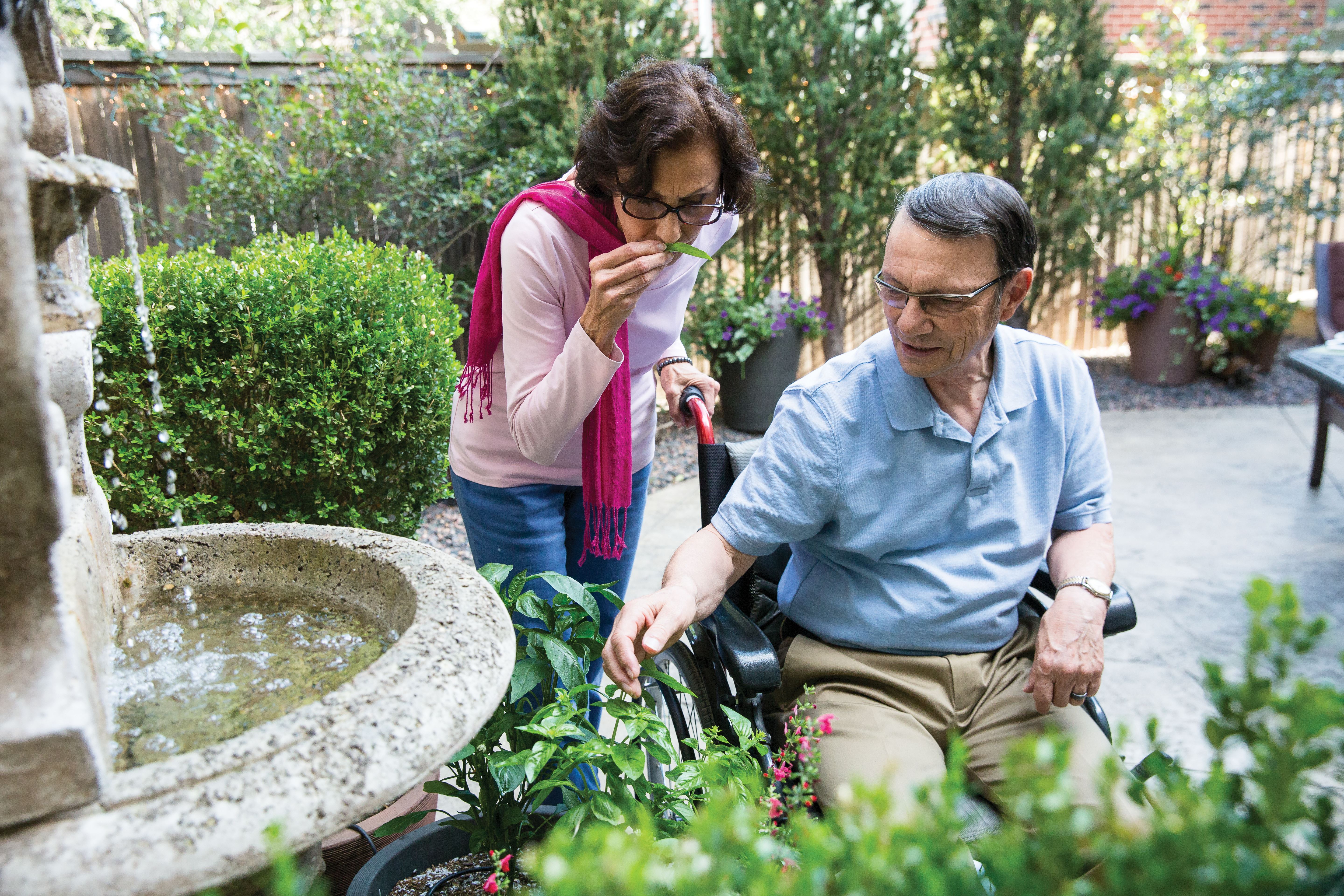 Caregiver helping a patent