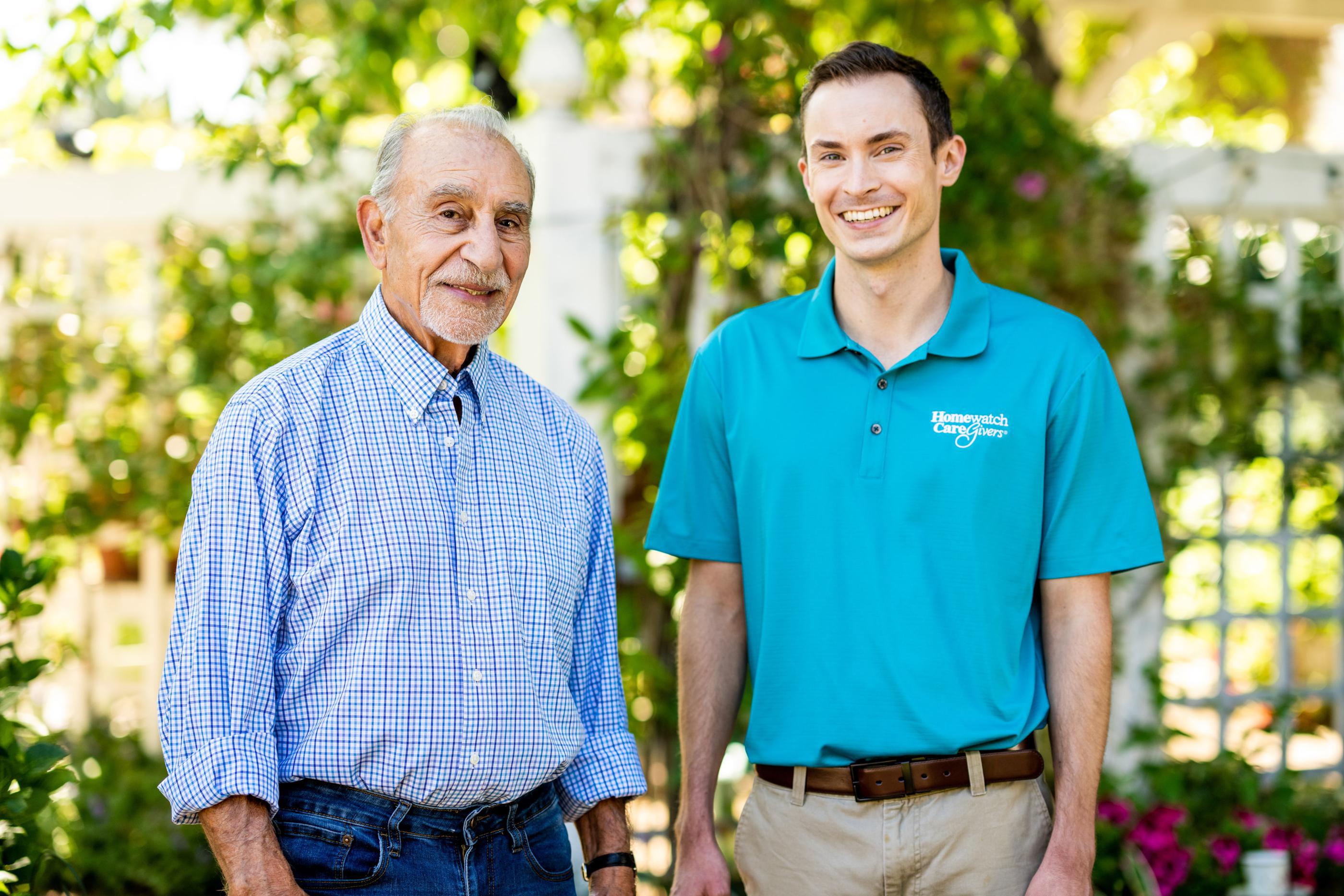 A Homewatch CareGivers teammember with an elderly client
