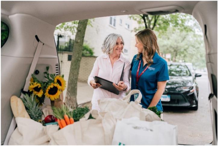 women behind car