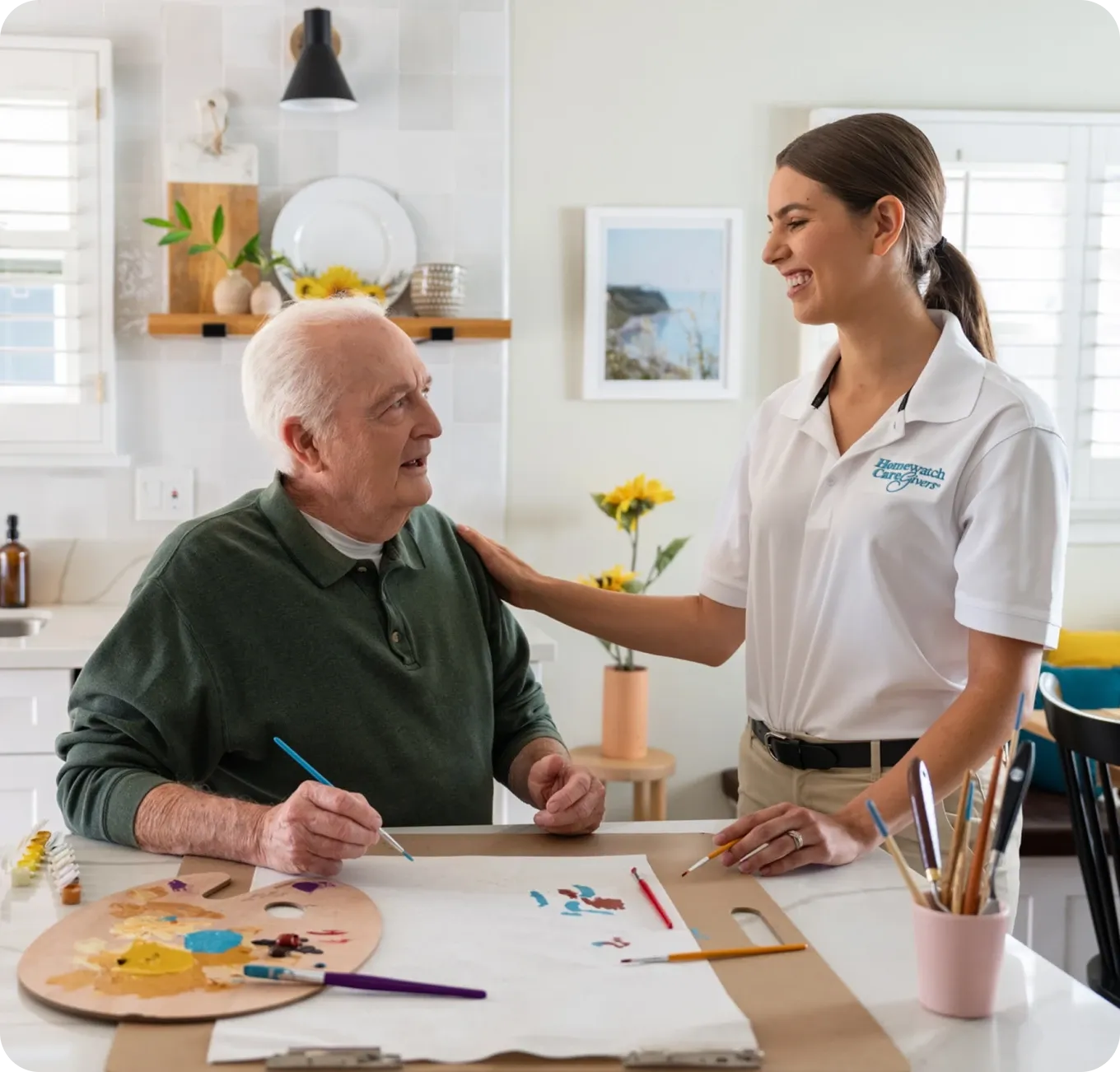An aide with client