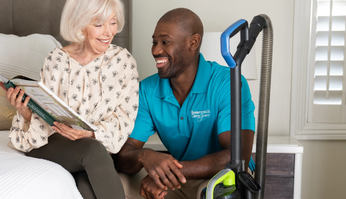 An aide with client