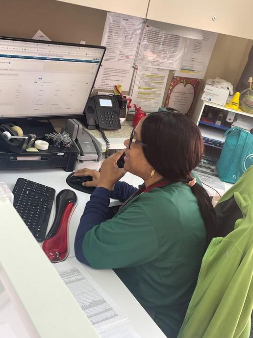 healthcare worker on the phone
