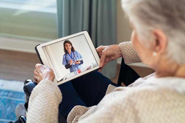 senior having telehealth visit