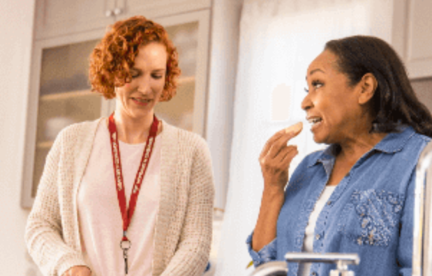 two women in kitchen talking