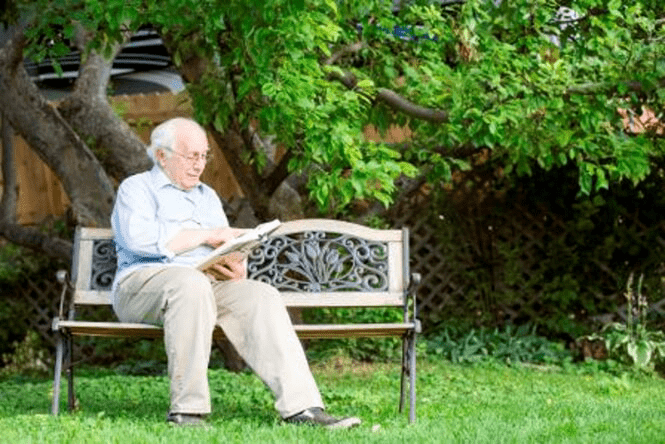 Elderly man sitting on a bench