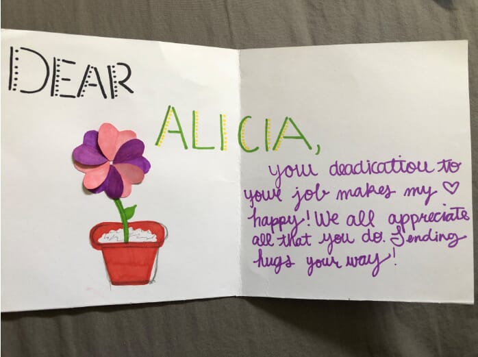 card for Alicia